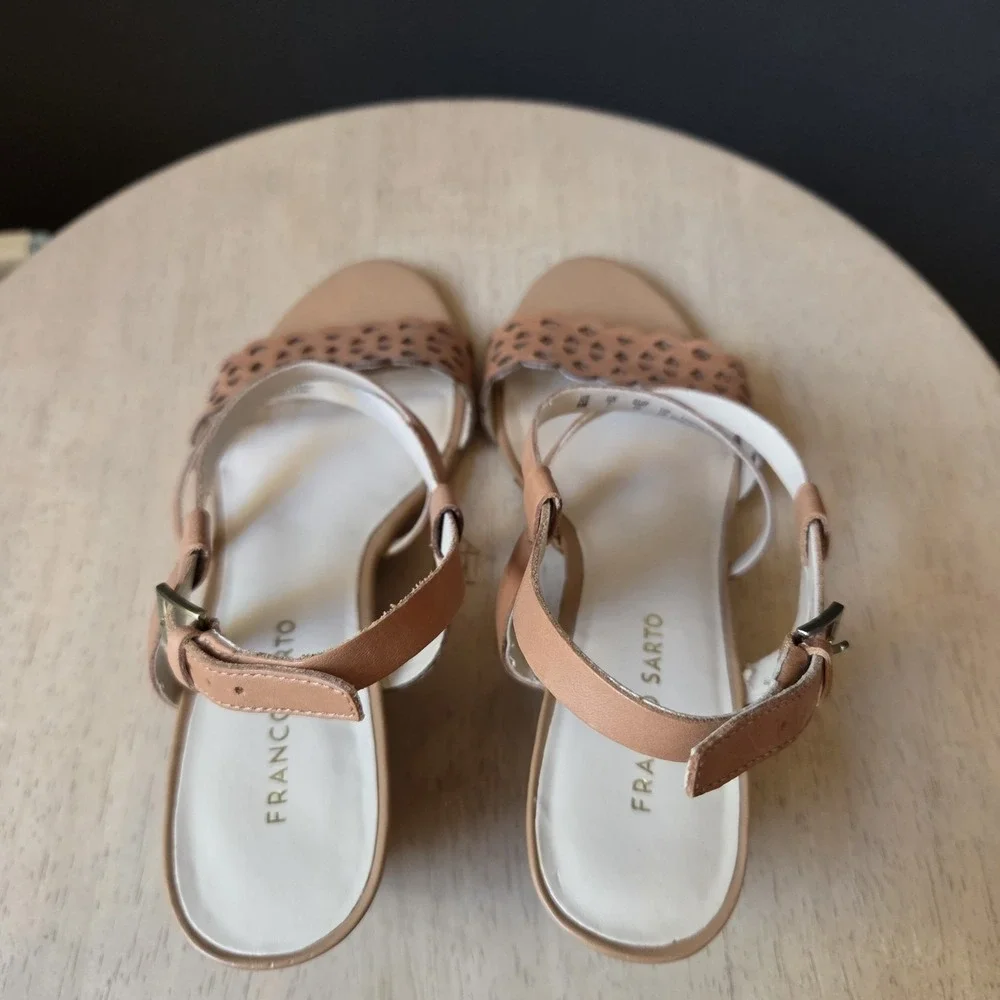 Franco Sarto Women's Trady Sandals 9M Brown Cut Out‎ Wedge Leather Adjustable